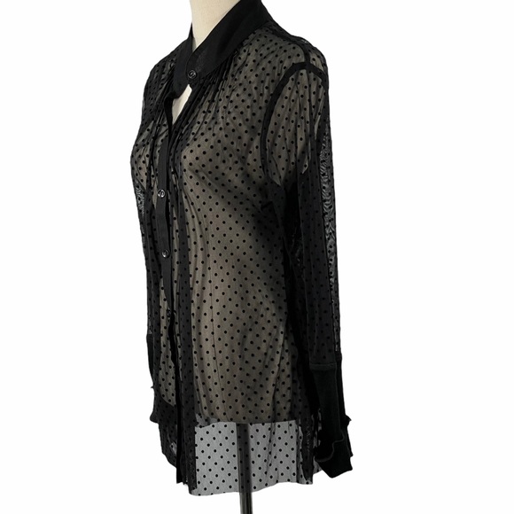Sandra Soulos sheer black spot blouse. Size 12. - Picture 2 of 8